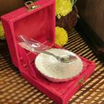 PUJACRAFT Metal Bowl with Silver Spoon for Pooja, Silver
