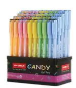 Unomax Candy Gel Pen Blue - Pack of 50 Pens | Water Proof Ink | Vibrant Body Colors