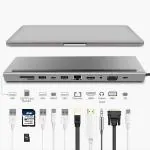 Microware USB C Hub Multi port Adapter for Headphones, USB Flash Drives, Mouse, Keyboards, Card Readers, Laptops