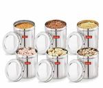 Miltlife Silver Stainless Steel Storage Container for Kitchen (Pack of 7)