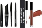BINGEABLE...ENJOY THE DIFFERENCE Waterproof Kajal Eyeliner Mascara And Black Sh Maroonliquid Lipstick (Set Of 3)