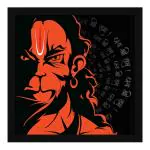 ArtX Multicolor Hanuman Ji Bajrang Bali With Mantra Wall Art Painting 13 X 13
