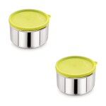 Magnus Easy Lock Green Round Stainless Steel Container 520 ml (Set of 2) 8302S2