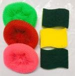 SHOP BY ROOM Round Nylon Scrub and Green Scrub Sponge Combo - Set of 6