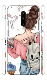 YAPZONE | Designer Back Case Cover for Oneplus 7T Pro/One Plus 7T Pro | Cool Girl with Books and Bag |