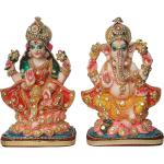 ESVAR STONECARFT Kamal Laxmi Ganesha Idol Maa Lakshmi Ganesh Statue Decorative Showpiece - 16 cm (Polyresin, Multicolor)