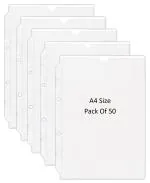 Shining Zon PVC Margin Punch Folder File Plastic Sheet Thick Sleeves Folder File for A4 Size Document Certificate with 2 Punch Holes & Tab Cut Transparent (Pack of 50)