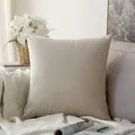Khooti Decorative Velvet Square Cushion Cover Throw pillow cover for Living Room Couch Diwan single seater Sofa , Modern BOHO Large 16 x 16 Inches / 40.6 x 40.6 cm (Colour - Cream White)(Set of 1 piece)