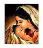Tamatina Multicolor Religious Mother Mary Christian Modern Art Canvas Painting - 13X11 Inch