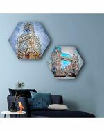 The Artment your artistic apartment Unframed Multicolor Hexagonal Canvas Wall Decor 40 cm (Set of 2)