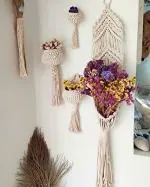 Saaz Macrame Plant Hanger Home Decor Flower Planter Hanging Rope | Ceiling Hook Hanger, Rope Flower Pot Holder for Indoor Outdoor Balcony Garden (Without Pot) Pack of 1 (Ivory)