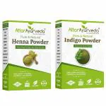 Attar Ayurveda Natural Dye for Black Hair (Henna Leaves powder, Indigo leaves powder combo pack)