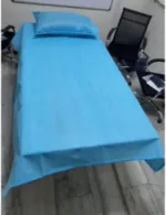 KUDIZE Combo of Disposable Bed Sheet (31 x 80 Inch) (78.74 x 203.20 CM) with Pillow Cover (21 x 26 Inch) (53.34 x 66.04 CM) for Hospital, Hotel, Spa and Beauty Parlor Travelling (Pack of 05, Blue)