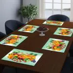 Dakshya Industries Printed PVC Rectangle Shape Placemats Cutwork Geometric Design for Kitchen, Restaurant, Dressing Table Mats, Drawer Mat and Dining Table Mats Set Of 6 - Green