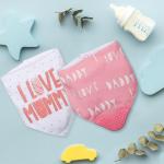 Baby Moo Feeding Bandana Bibs Pack Of 2 I Love Mummy White And Pink