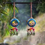 The Shine Store Decorative Artificial Jute Birds Nest Wall Hanging Home Decor Combo Blue