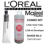 Prokare Combo of Majirel hair color No 3 with 135 ml Developer & gloves