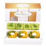 Jaiccha Ghasitaram Sweets-Pista Barfi, Kesar Pista Delight, Choco Boat and Besan Barfi 200 gms