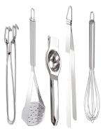 Wofier Stainless Steel Kitchen Tool Set, 5 Pieces, Silver - Pack Of 5
