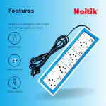Naitik 4+4 Heavy Duty Power Extension Board with 6 Amp /10 Amp, 4 Socket, 4 Switch, LED Indicator.