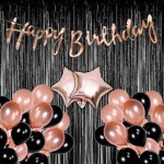 House of Banter Black & Rose Gold Theme Birthday Decorations for Boys, Girls, Adults - Gold, Black & Blue Birthday Decorations - Star Theme Birthday Decorations