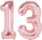 FANEX Solid Foil No.13 Rose Gold Foil Balloon for 13th Year Birthday Decoration Items (Pack of 2)