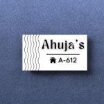 URBANITE CREATION Premium Ahuja's Designer Acrylic Nameplate: Glossy White Base with Black|Acrylic Customised/Personalized