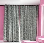 FINESSE DECOR Decor 2 Pieces Gold Leaf Window/Door/Room Curtains (7x4 feet), Lustrous Grey Curtains, Room Darkening Curtains