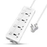 EMBOX 10A Extension Board with Individual Switch 4 Sockets-Spike Guard with 3 Meter Cable-Power Strip Extension Cord with Safety Shutter and Indicator-2500W