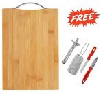 ShopiMoz Wooden Chopping Cutting Board- FREE,Knife, Peeler, Cheese Grater & Gas Lighter