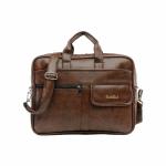 GOLDLINE 15L Laptop Bag | Messenger Bag | Marketing Bag/Executive Bag | side Leather Bag | Leatherette Satchel with Removable Shoulder Strap and Zippered Pockets (40x36x11cm - Brown)