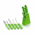 HRUNIQUE Green Knife Plastic Stand Plastic Knife Holder for Kitchen with Knife 5-Pieces Knife Stand