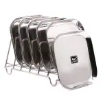 Next Future Stainless Steel Square Plate Set of 6 with High Polish, Diameter: 8 Inches/ 21 cms