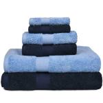 Haus & Kinder 100% Cotton Towel Set of 6 Combo - 2 Bath 2 Hand 2 Face Towels Soft Highly Absorbent Quick Dry for Beach Gym Pool 500 GSM (Sky Blue & Navy)(70 CM X 140 CM)