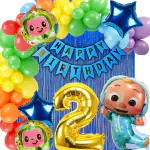 House of Banter Cocomelon Theme Birthday Decorations - 69Pcs Cocomelon Birthday Decoration Items |2nd Birthday Cocomelon Balloons