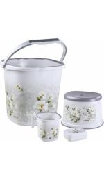 MGHY Bucket Mug Bathroom Set, Set of 4 (20 Litre Bucket + 1500 ML Mug + Stool) of Plastic Bathroom Set, Ideal for Home & Office, Large, Grey
