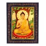 Hawai Lord Buddha Meditating Gold Plated Wooden Wall hanging Photo Frame SFDI499_BLKFRM