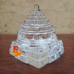 DARIDRA BHANJAN - Original Crystal Sphatik Meru Shree Yantra Maha Meru Sri Chakra for Puja Worship, Crystal shri YantraWeight- 50-60 Grams, 4X4X5 cms.