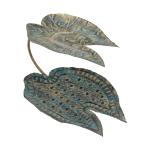 Sajaawat BY MS Metal Leafy Double Platter Serving Plate Tray Kitchenware Handmade & Handcrafted Serving Tray (30x43x25 Cm)