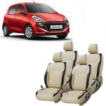 AUTO-SAFE Beige, Black PU Leather Car Seat Cover for Hyundai Santro