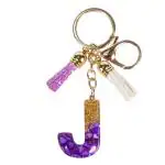 CRAFTSTUDIO Resin Alphabet Initial J letter keychain for Boys & Girls