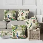 Astitva Handmade Printed Silk Cushion Covers, Throw Pillow Covers, Square Cushion Cover | Pack of 5, 20x20 Inches | Multicolour