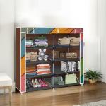 Home reserve 2 door 8 Shelves Brown Printed Collapsible wardrobe