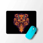Bhaicover Colorful Red Tiger Animal with Black Background Designer Printed Rubber Mouse Pad
