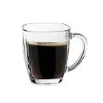 Crystal Clear Glass Tea Cup with Solid Handle Cups for Tea, Coffee, Beer, Hot/Cold Drinks (6PCS)