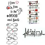 Temporary Tattoowala Line Art infinity Designs Pack of 4 Temporary Tattoo Sticker For Men and Woman Temporary body Tattoo (2x4 Inch)