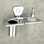 AISI 304 Stainless Steel Liquid Soap Dispenser with Toothbrush Holder for Bathroom Tumbler Holder Toothpaste Stand with Hand wash Dispenser Bottle for Wash Basin