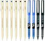 Pilot Hi-Tecpoint 05 and V5 Extra Fine Point Liquid Ink Pen | Tip Size - 0.5 MM | Unique Dimple Tip Technology | Ink Colour - 3 05 Blue, 3 05 Black, 2 V5 Blue and 2 V5 Black | Pack of 10