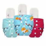 Mylo Essentials Cloth Diaper for Babies|Oeko-Tex Certified|(3Months-3Years)|5kg-17kg|Reusable with Adjustable Snap Button|Pack includes 3 Diaper & 3 Wet-Free Inserts-(1 Pet Love + 2 Solid)