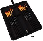 FRKB 12pc Paint Brush Set with Zipper Carry Case Black for Acrylic, Watercolor Painting Brush.